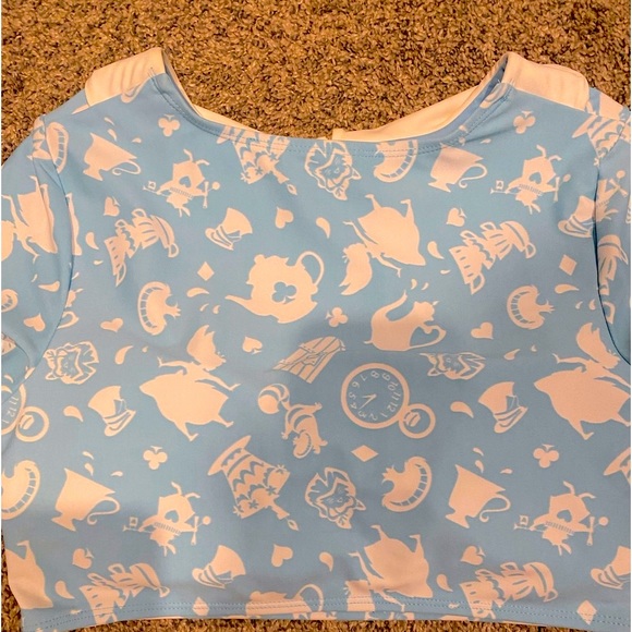 Hottopic Disney AliceinWonderland highwaisted bottoms+collared swim top - Picture 6 of 6